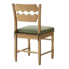 Jax Weathered Oak/Sage Oak Wood Dining Chair With Wavy Razor Back and Cushion (Set of 2) - Ornate Home