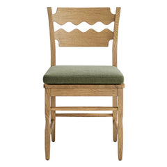 Jax Weathered Oak/Sage Oak Wood Dining Chair With Wavy Razor Back and Cushion (Set of 2) - Ornate Home