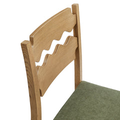 Jax Weathered Oak/Sage Oak Wood Dining Chair With Wavy Razor Back and Cushion (Set of 2) - Ornate Home