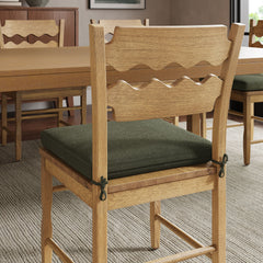 Jax Weathered Oak/Sage Oak Wood Dining Chair With Wavy Razor Back and Cushion (Set of 2) - Ornate Home