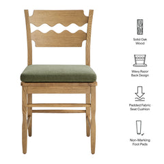 Jax Weathered Oak/Sage Oak Wood Dining Chair With Wavy Razor Back and Cushion (Set of 2) - Ornate Home
