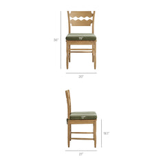 Jax Weathered Oak/Sage Oak Wood Dining Chair With Wavy Razor Back and Cushion (Set of 2) - Ornate Home