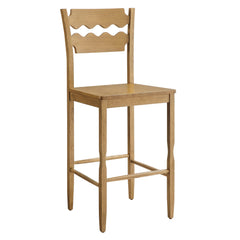 Jax Weathered Oak Wood Bar Stool With Wavy Razor Back - Ornate Home