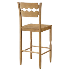 Jax Weathered Oak Wood Bar Stool With Wavy Razor Back - Ornate Home