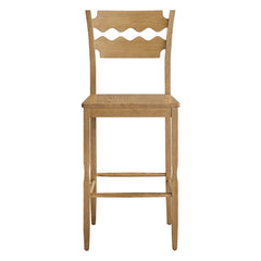 Jax Weathered Oak Wood Bar Stool With Wavy Razor Back - Ornate Home