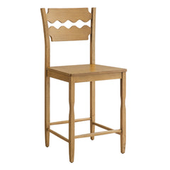 Jax Weathered Oak Wood Counter Stool With Wavy Razor Back - Ornate Home