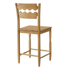 Jax Weathered Oak Wood Counter Stool With Wavy Razor Back - Ornate Home
