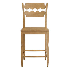 Jax Weathered Oak Wood Counter Stool With Wavy Razor Back - Ornate Home