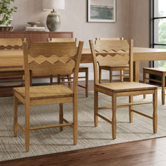 Jax Weathered Oak Wood Dining Chair With Wavy Razor Back (Set of 2) - Ornate Home