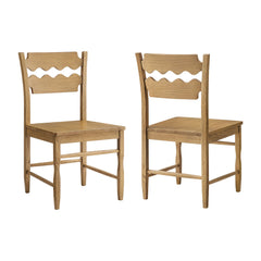 Jax Weathered Oak Wood Dining Chair With Wavy Razor Back (Set of 2) - Ornate Home
