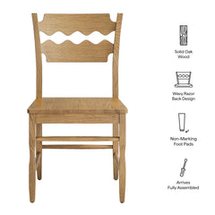 Jax Weathered Oak Wood Dining Chair With Wavy Razor Back (Set of 2) - Ornate Home