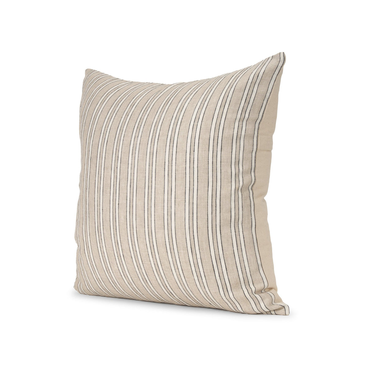Jaxon Beige/Black 22x22 Striped Cotton-Linen Square Pillow Cover with Down Filler (Set of 2) - Ornate Home