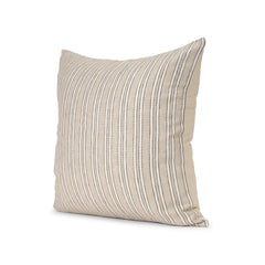 Jaxon Beige/Black 22x22 Striped Cotton-Linen Square Pillow Cover with Down Filler (Set of 2)