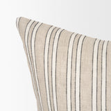 Jaxon Beige/Black 22x22 Striped Cotton-Linen Square Pillow Cover with Down Filler (Set of 2) - Ornate Home