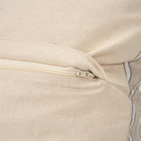 Jaxon Beige/Black 22x22 Striped Cotton-Linen Square Pillow Cover with Down Filler (Set of 2) - Ornate Home