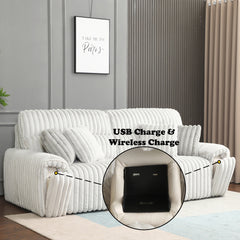 Jaya Mondo Gray Corduroy Power Motion Sofa w/Sleeper & USB Port - Ornate Home
