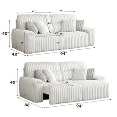 Jaya Mondo Gray Corduroy Power Motion Sofa w/Sleeper & USB Port - Ornate Home