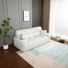 Jaya Mondo Gray Corduroy Power Motion Sofa w/Sleeper & USB Port - Ornate Home