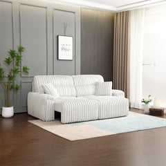 Jaya Mondo Gray Corduroy Power Motion Sofa w/Sleeper & USB Port - Ornate Home