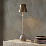 Jaycee Brass/Brown/Gray Dark Travertine Buffet Lamp - Ornate Home
