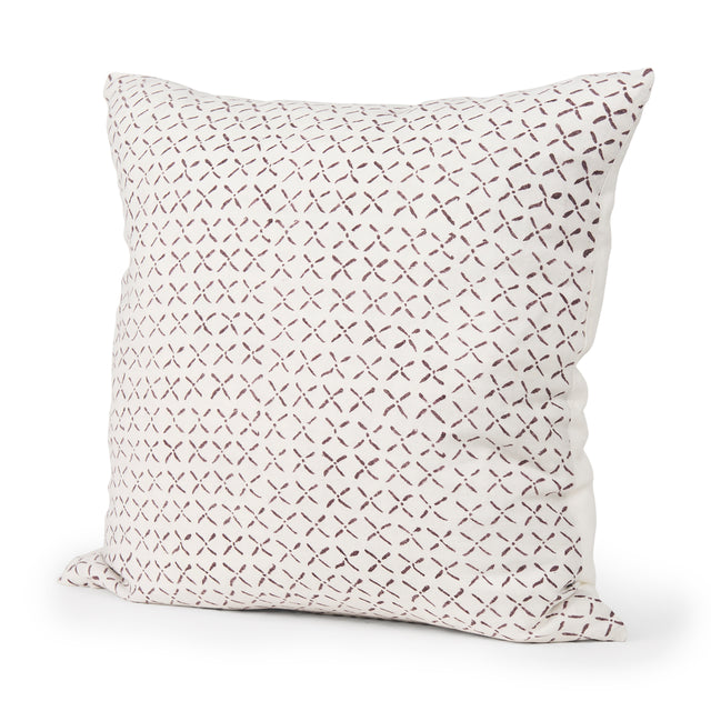 Jayden Cream 22x22 with Merlot Print Linen Square Pillow Cover