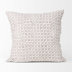 Jayden Cream 22x22 with Merlot Print Linen Square Pillow Cover - Ornate Home