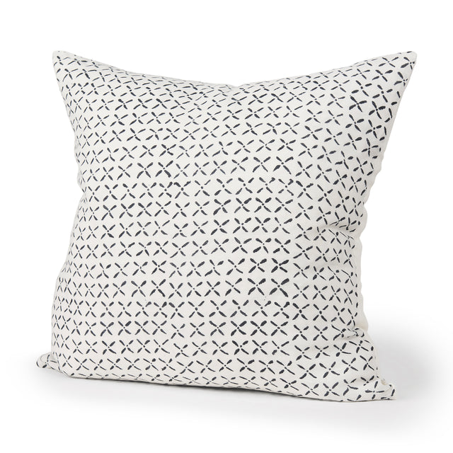 Jayden Cream/Black 22x22 Linen Square Pillow Cover - Ornate Home