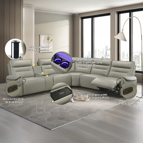 Jayke Light Gray Power Motion Sectional Sofa - Ornate Home