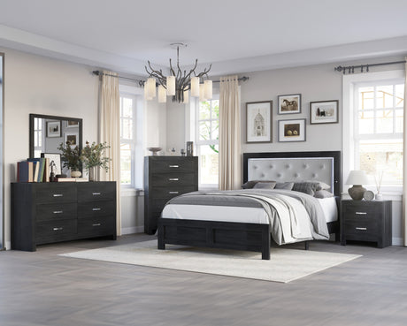Jaylen Black Upholstered Panel Bedroom Set - Ornate Home