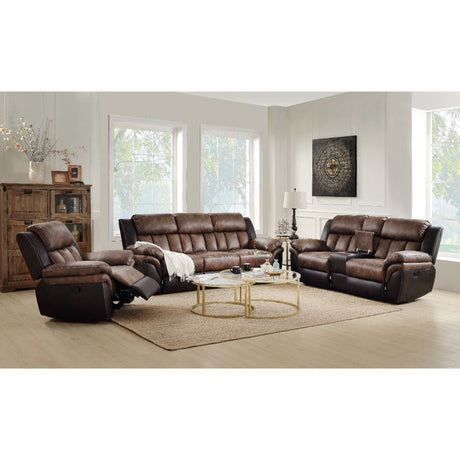 Jaylen Toffee & Espresso Polished Microfiber Sofa (Motion) - Ornate Home