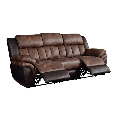 Jaylen Toffee & Espresso Polished Microfiber Sofa (Motion) - Ornate Home