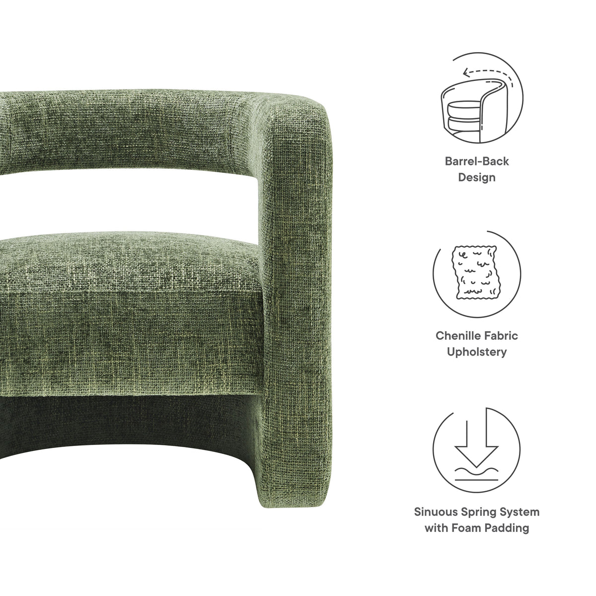 Jaylin Basil Upholstered Chenille Accent Chair - Ornate Home