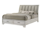 Jaymes White Mist Queen Sleigh Storage Platform Bed - Ornate Home