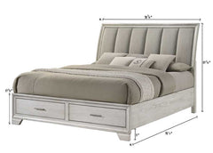 Jaymes White Mist King Sleigh Storage Platform Bed - Ornate Home