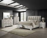 Jaymes White Mist Queen Sleigh Storage Platform Bed - Ornate Home