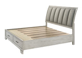 Jaymes White Mist Queen Sleigh Storage Platform Bed - Ornate Home