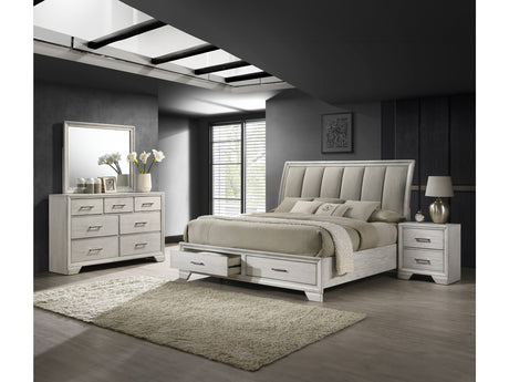 Jaymes White Mist Sleigh Storage Platform Bedroom Set - Ornate Home