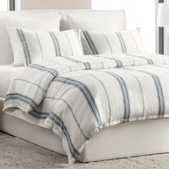 Jayson Blue Stripe Linen Cashmere Duvet Collection - Ornate Home