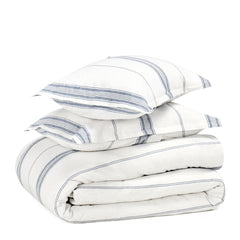 Jayson Blue Stripe Linen Cashmere Duvet Collection - Ornate Home