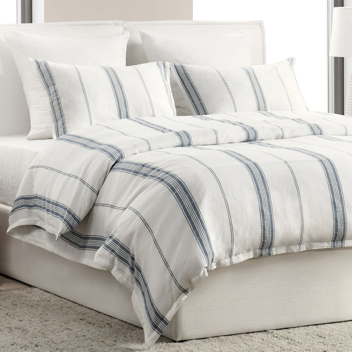 Jayson Blue Stripe Linen Cashmere Duvet Collection - Ornate Home