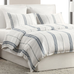 Jayson Blue Stripe Linen Cashmere Duvet Collection - Ornate Home