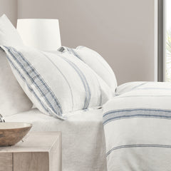 Jayson Blue Stripe Linen Cashmere Duvet Collection - Ornate Home
