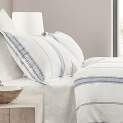 Jayson Blue Stripe Linen Cashmere Duvet Collection - Ornate Home