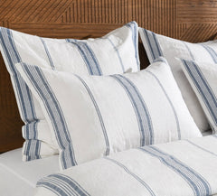 Jayson Blue Stripe Linen Cashmere Duvet Collection - Ornate Home