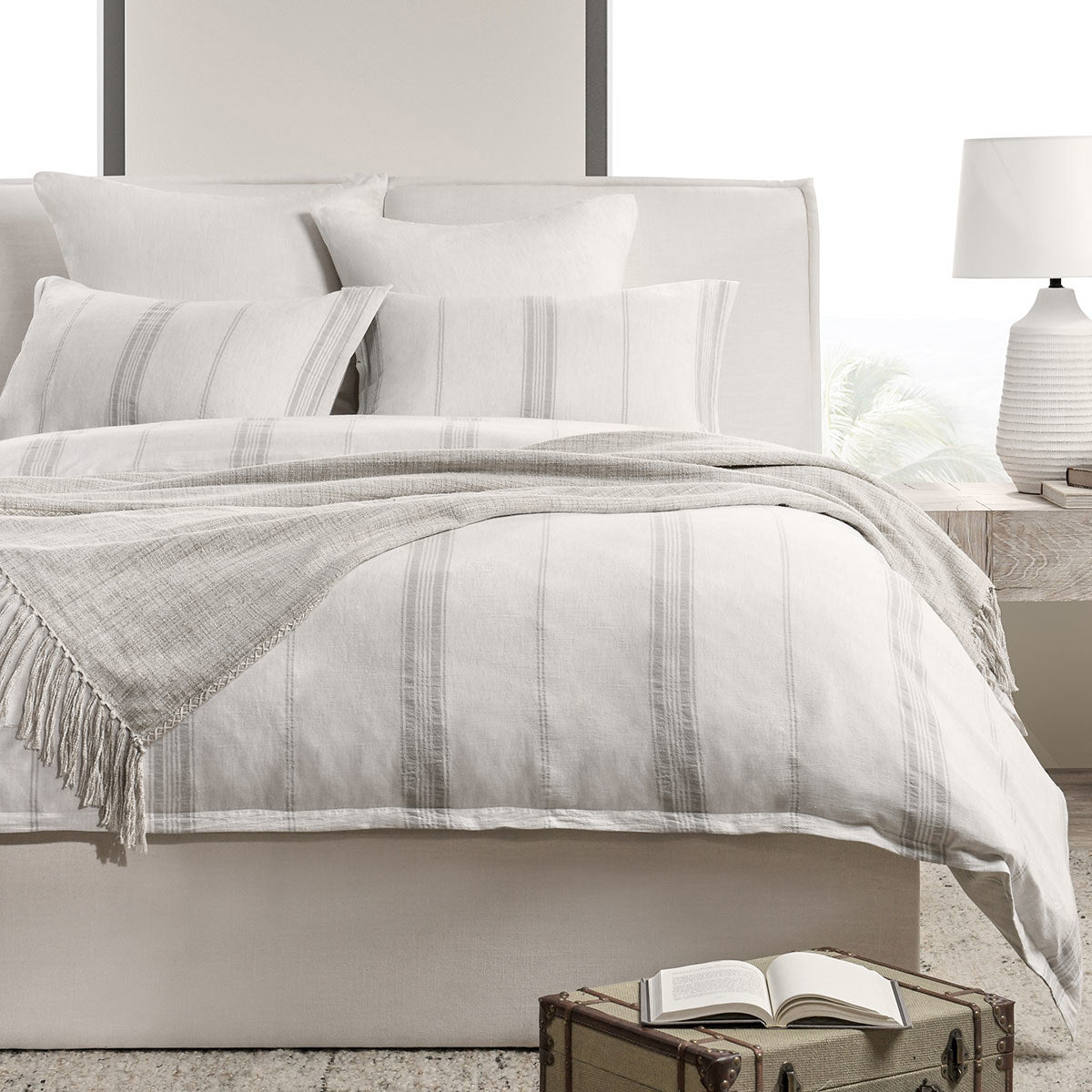 Jayson Gray Stripe Linen Cashmere Duvet Collection - Ornate Home