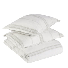 Jayson Gray Stripe Linen Cashmere Duvet Collection - Ornate Home