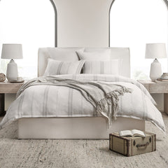 Jayson Gray Stripe Linen Cashmere Duvet Collection - Ornate Home