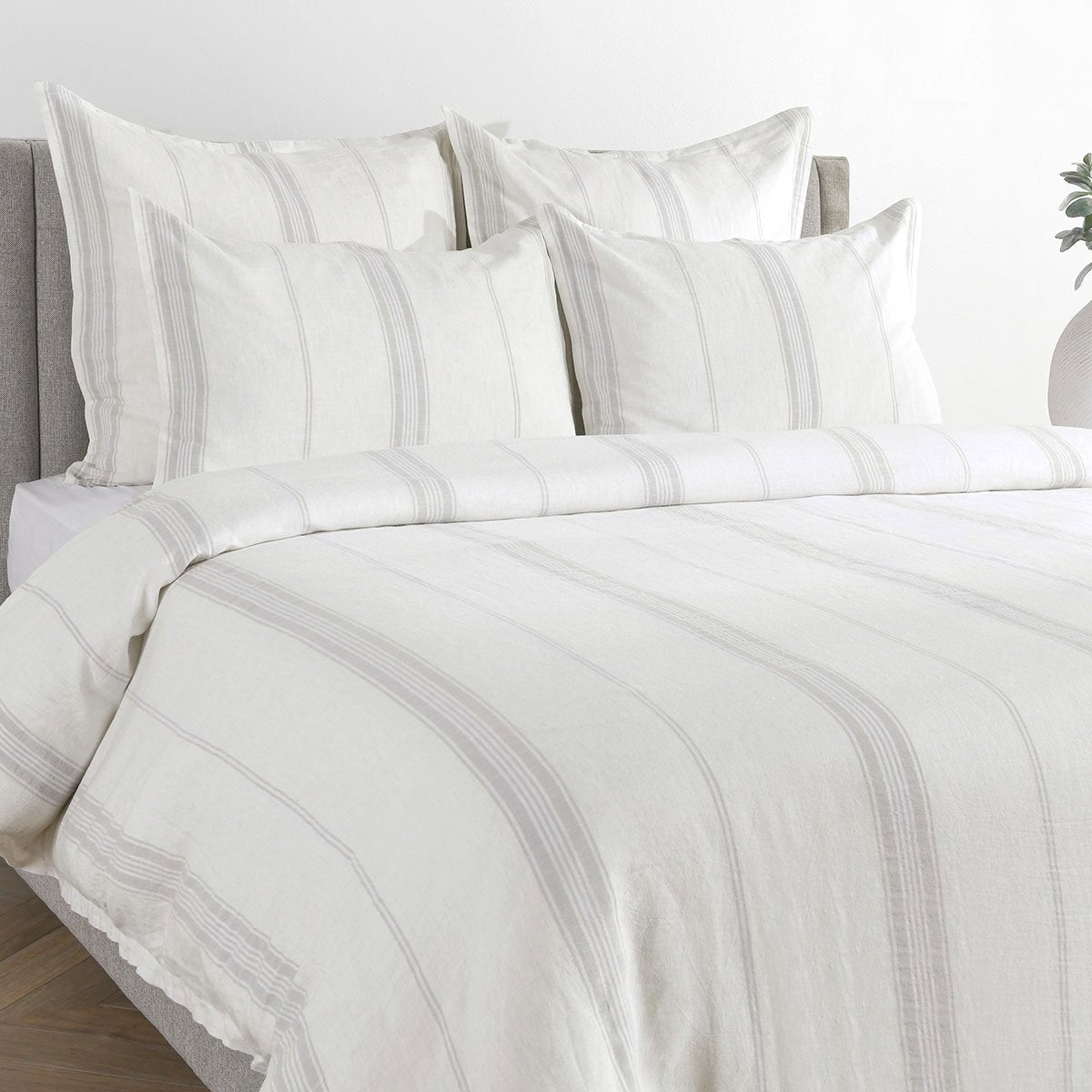 Jayson Gray Stripe Linen Cashmere Duvet Collection - Ornate Home