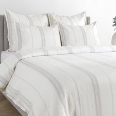 Jayson Gray Stripe Linen Cashmere Duvet Collection - Ornate Home