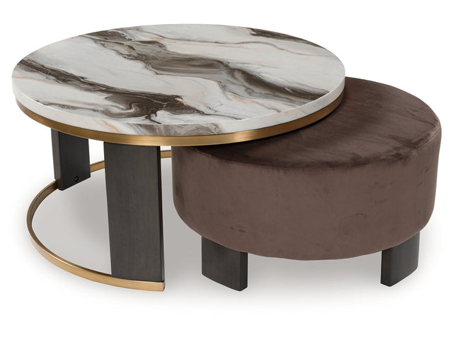 Jazmore Brown/Brass Finish Nesting Cocktail Tables (Set of 2) (Online Special Price) - Ornate Home